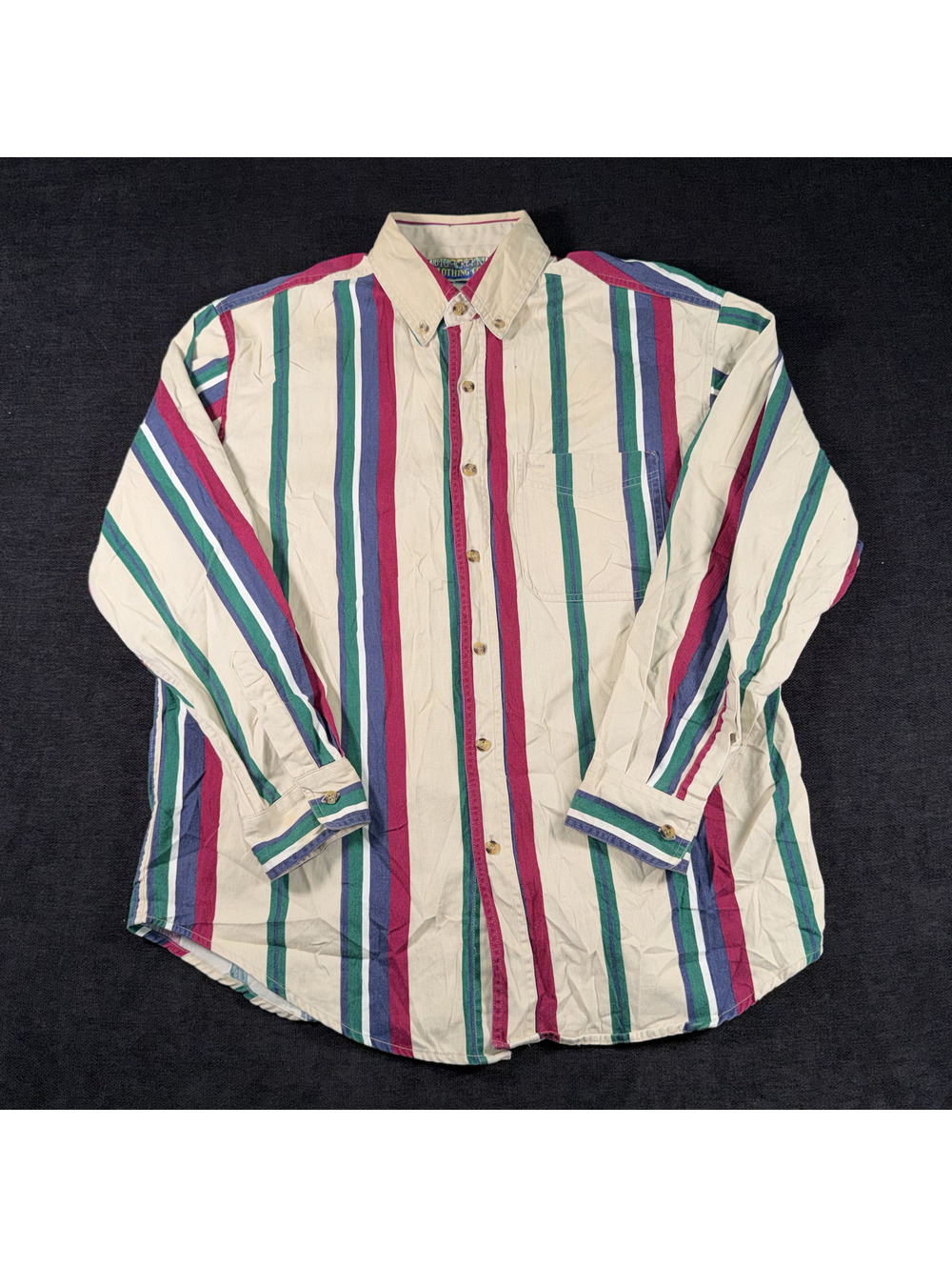 Big Creek Clothing Co. Men's Long Sleeve Button-Down Striped Shirt Large
